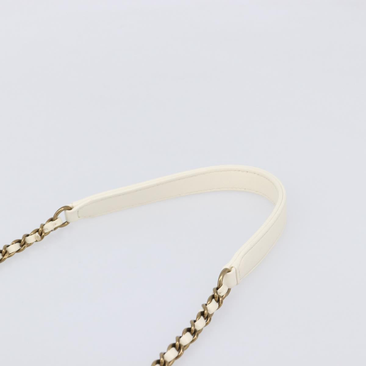 CHANEL Chain Shoulder Bag Lamb Skin Ivory CC Auth 215393V