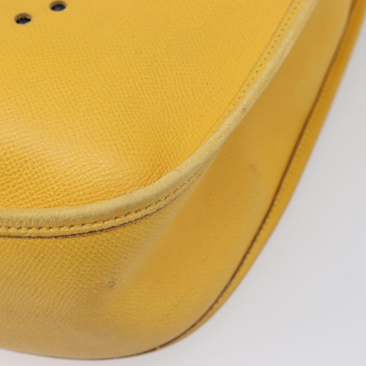 HERMES Evelyn 1PM Shoulder Bag Leather Yellow Silver Auth 215394A
