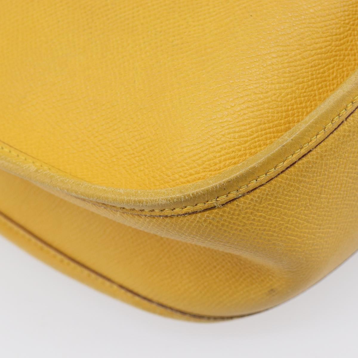 HERMES Evelyn 1PM Shoulder Bag Leather Yellow Silver Auth 215394A