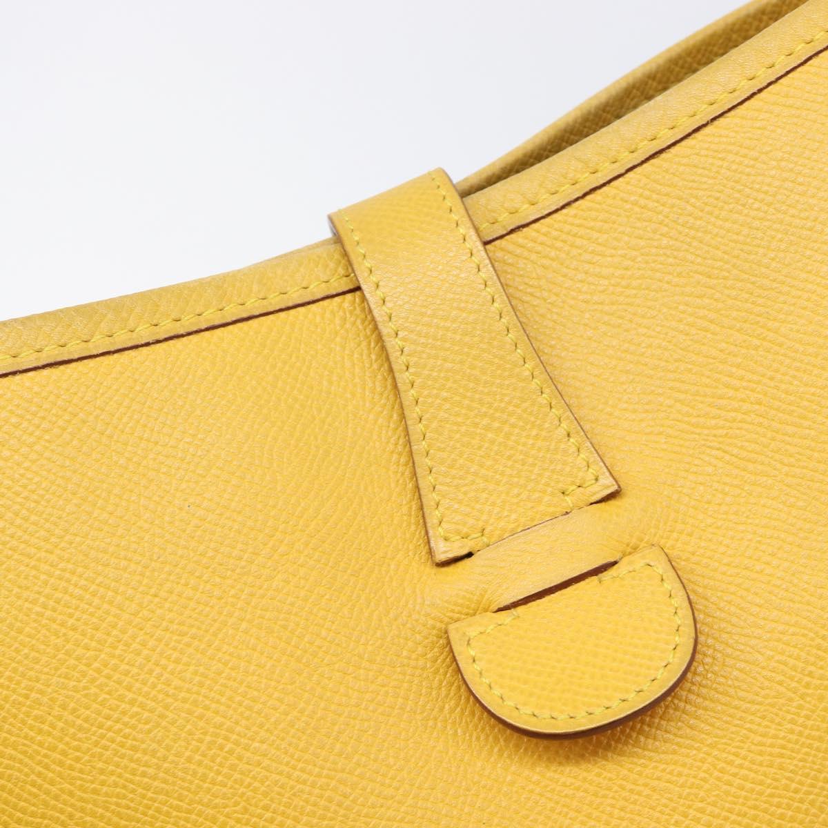 HERMES Evelyn 1PM Shoulder Bag Leather Yellow Silver Auth 215394A