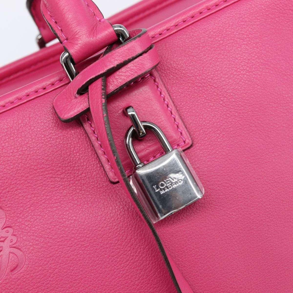 LOEWE Amazona 36 Hand Bag Leather Pink Silver Auth 215397A