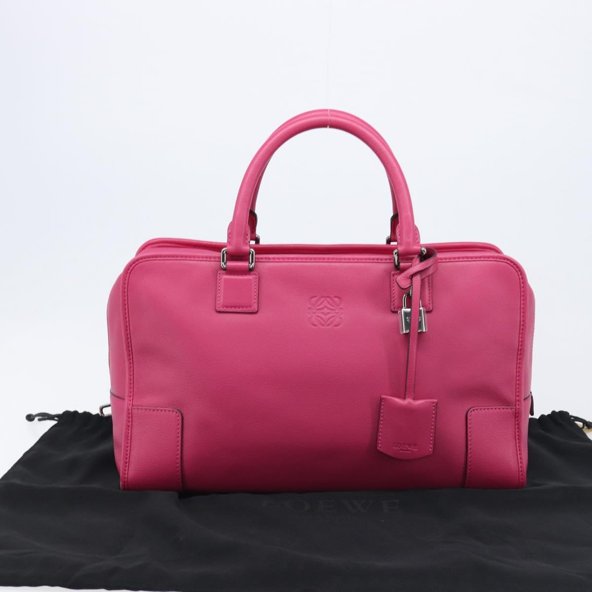 LOEWE Amazona 36 Hand Bag Leather Pink Silver Auth 215397A
