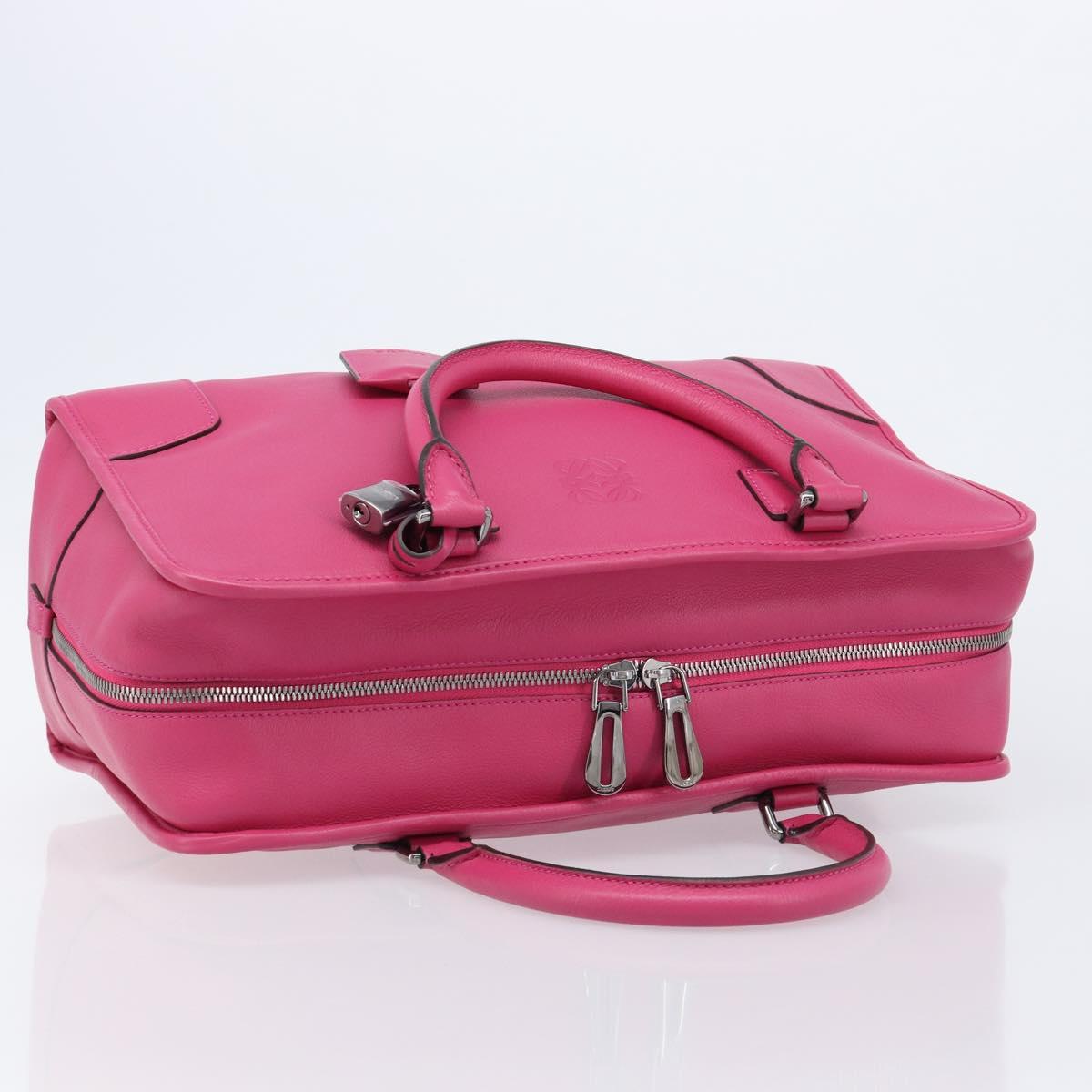 LOEWE Amazona 36 Hand Bag Leather Pink Silver Auth 215397A