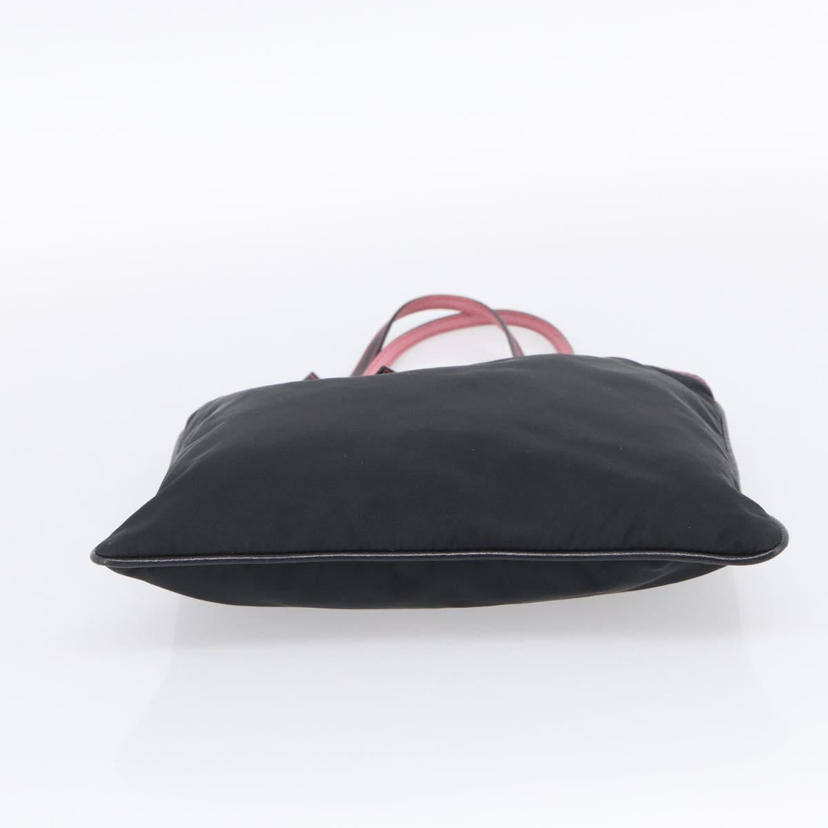 PRADA Hand Bag Nylon Black Silver Auth 215399A