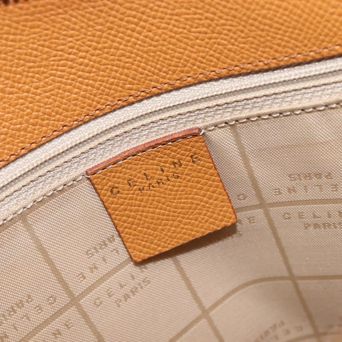 CELINE Hand Bag Leather 2way Beige Gold Auth 215400