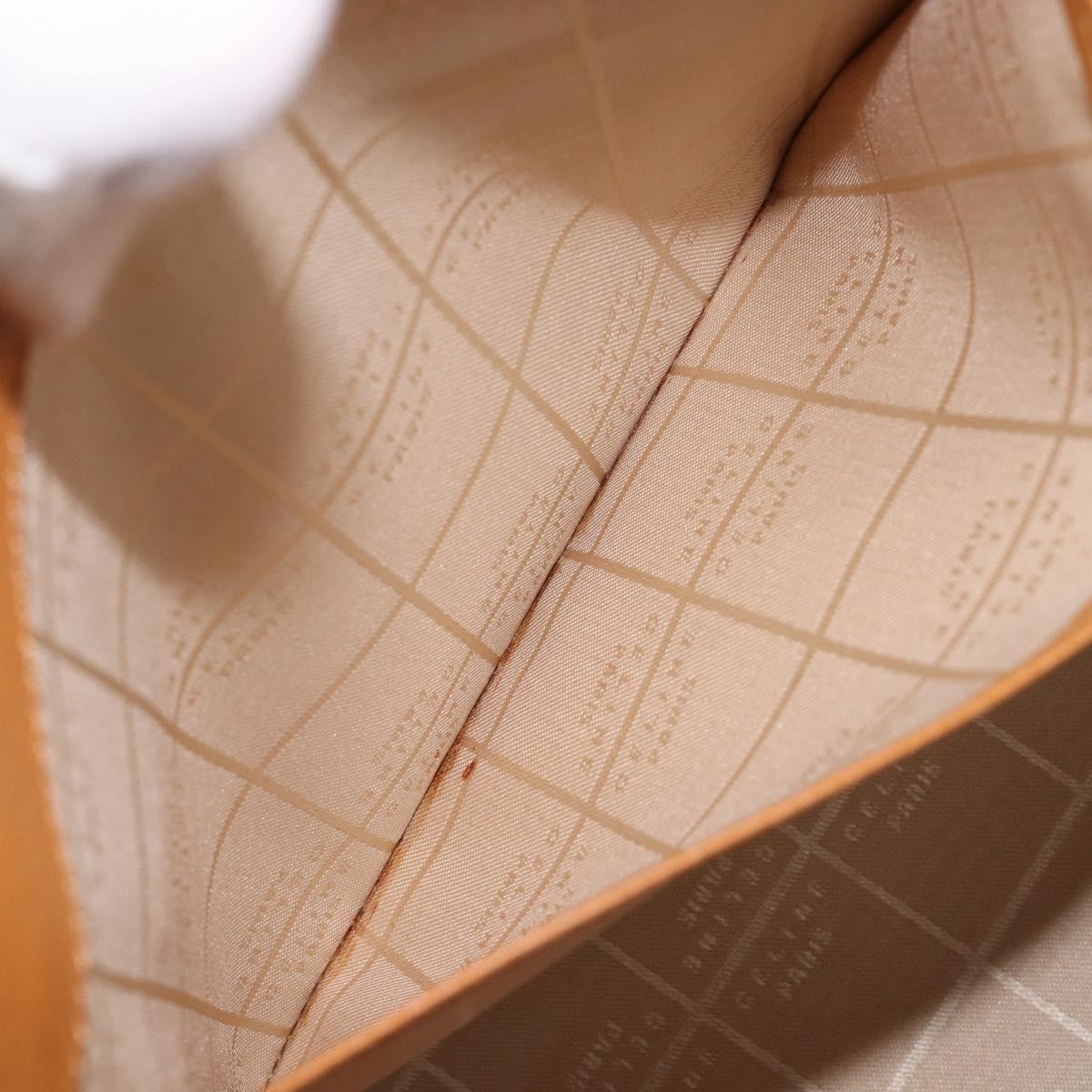 CELINE Hand Bag Leather 2way Beige Gold Auth 215400
