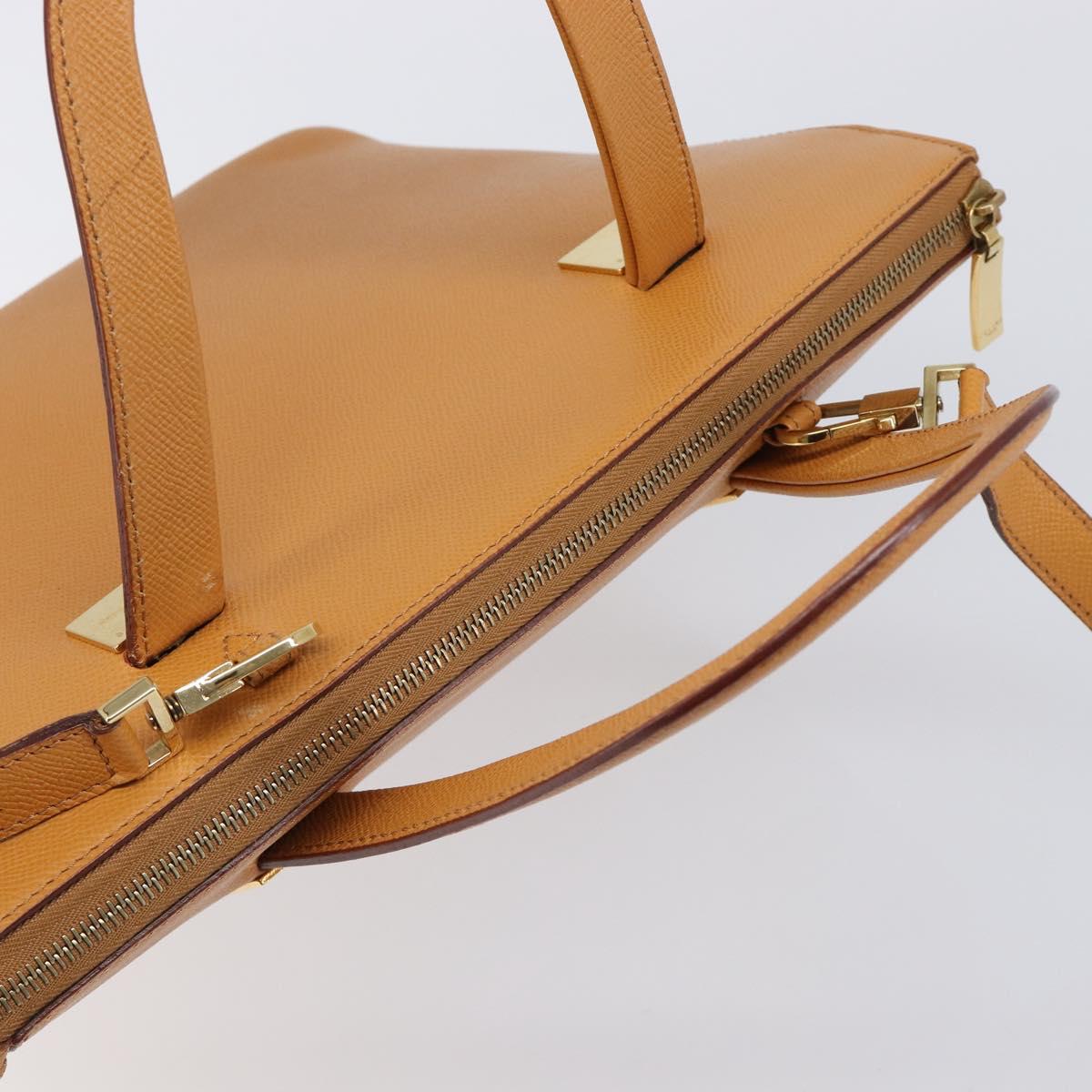 CELINE Hand Bag Leather 2way Beige Gold Auth 215400