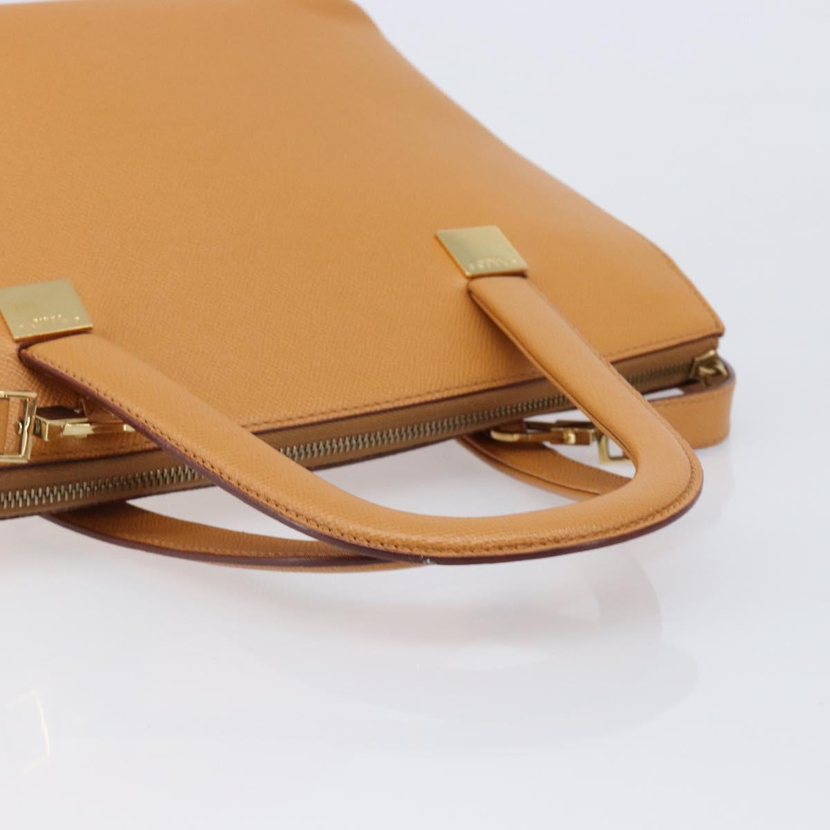 CELINE Hand Bag Leather 2way Beige Gold Auth 215400