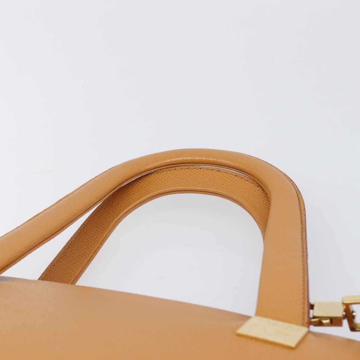 CELINE Hand Bag Leather 2way Beige Gold Auth 215400