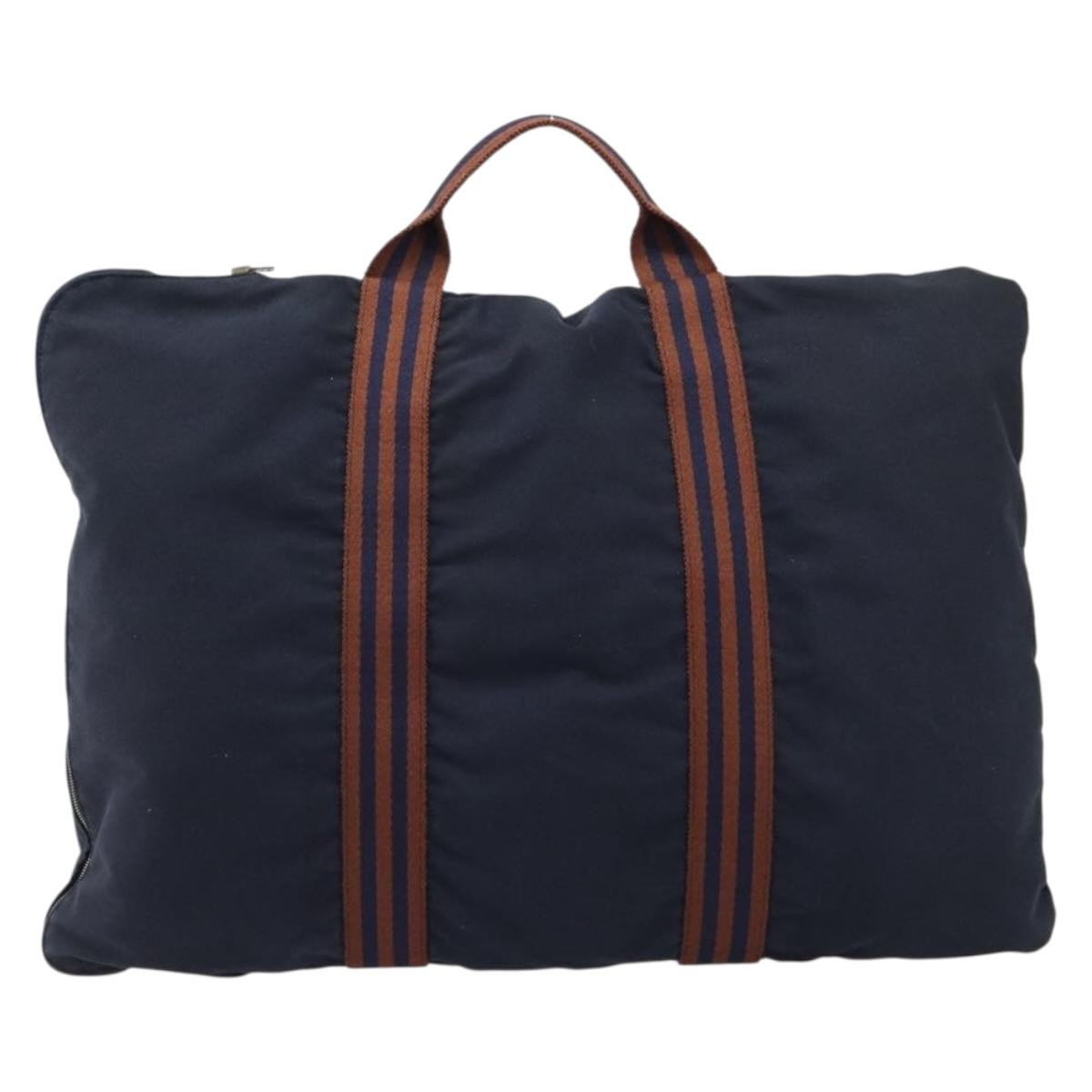 HERMES Fourre Tout Porte Documents Business Bag Canvas Navy Auth 215403A