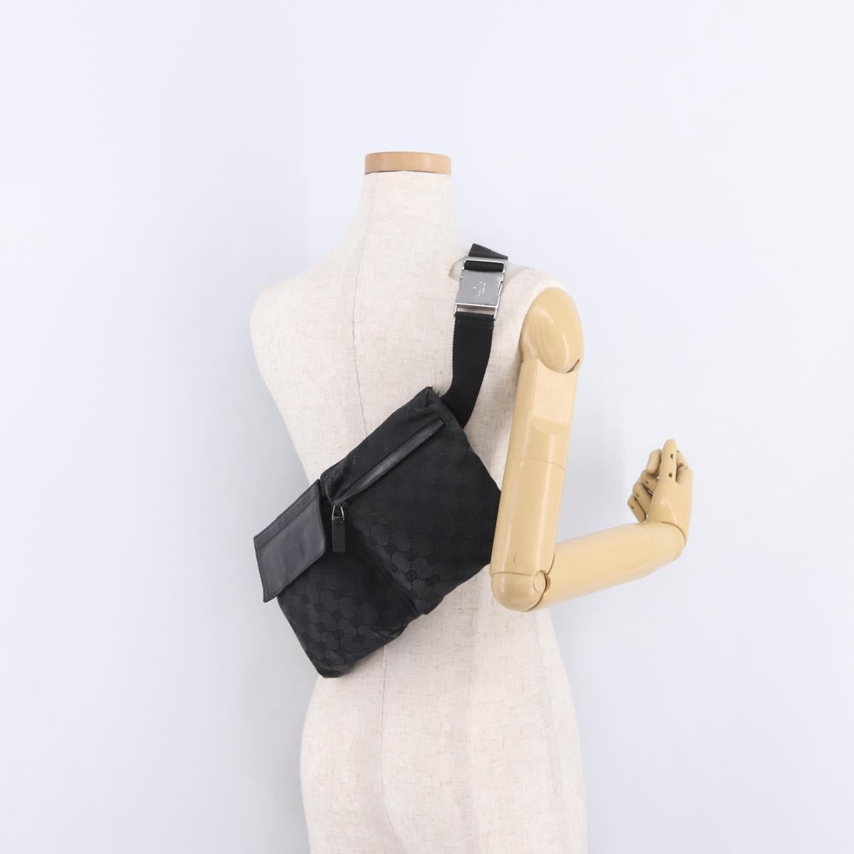 GUCCI GG Canvas Body Bag Black 28566 Auth 215404