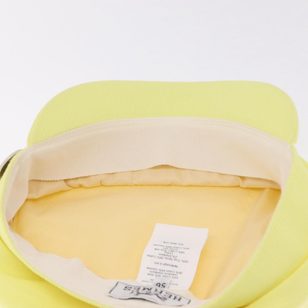 HERMES Casquette Hat Canvas Yellow Auth 215416M