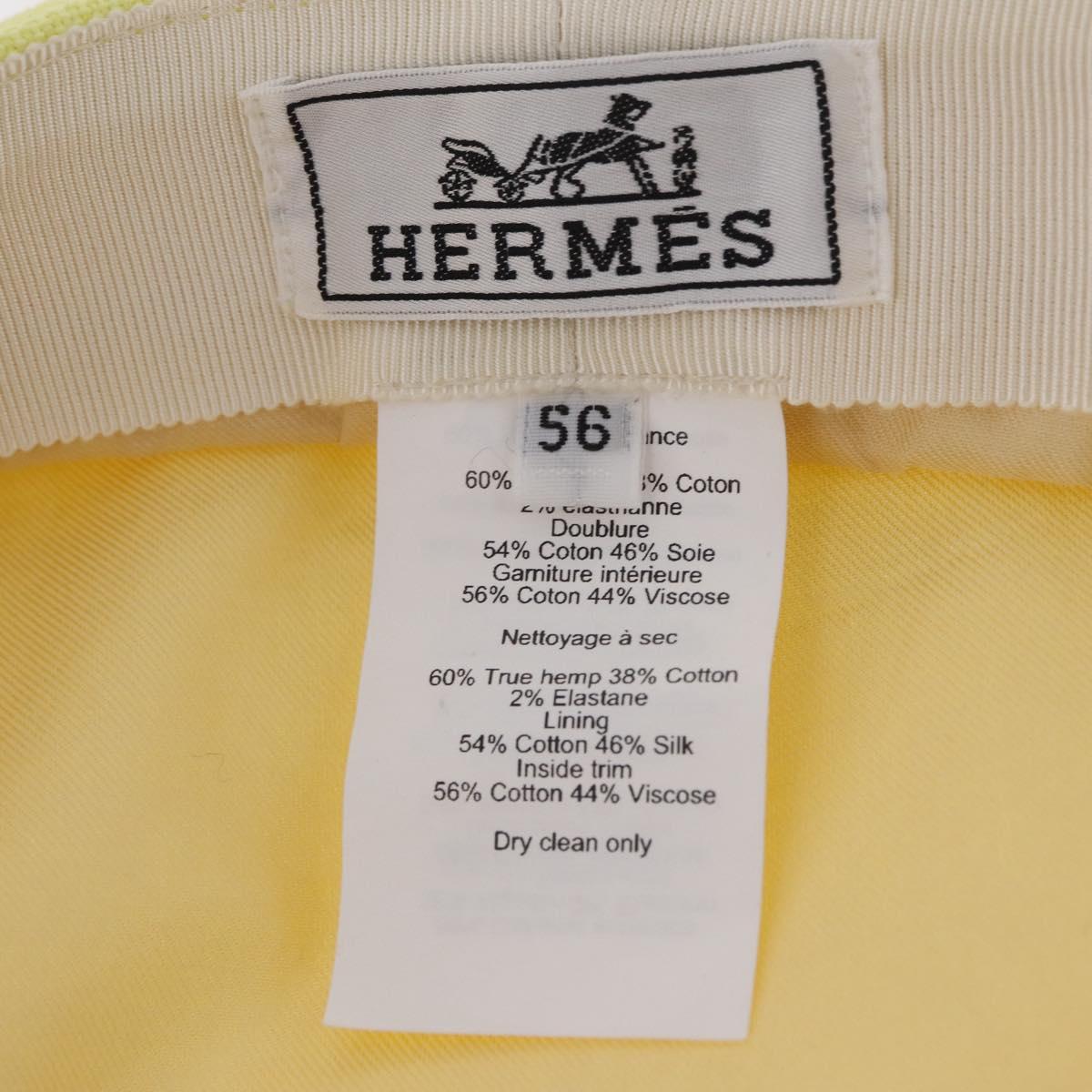 HERMES Casquette Hat Canvas Yellow Auth 215416M