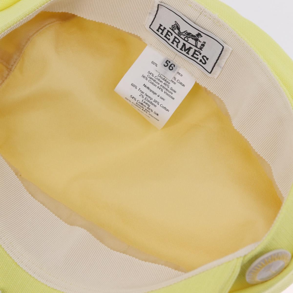 HERMES Casquette Hat Canvas Yellow Auth 215416M