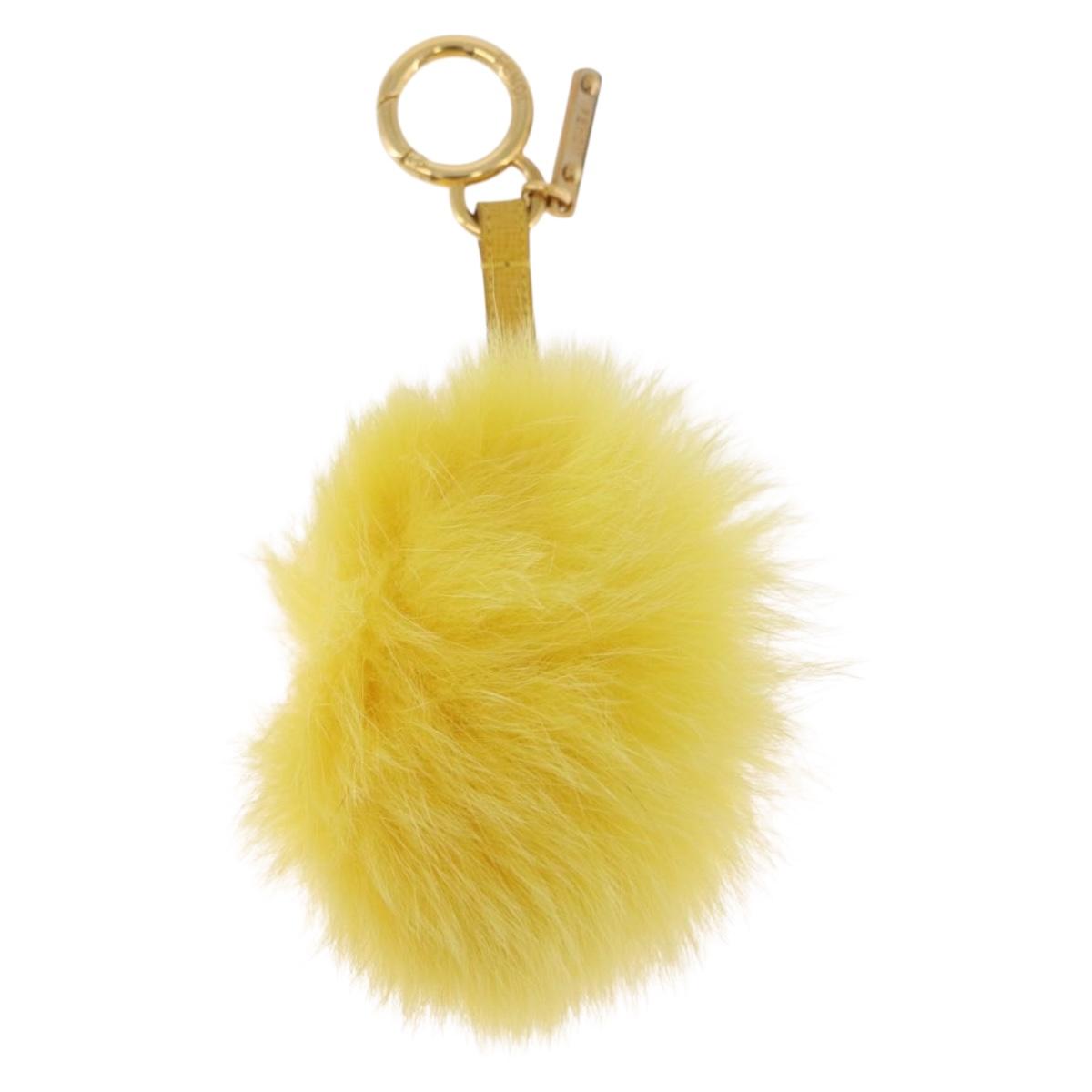 FENDI Bag Charm Fur Yellow Gold Auth 215422M