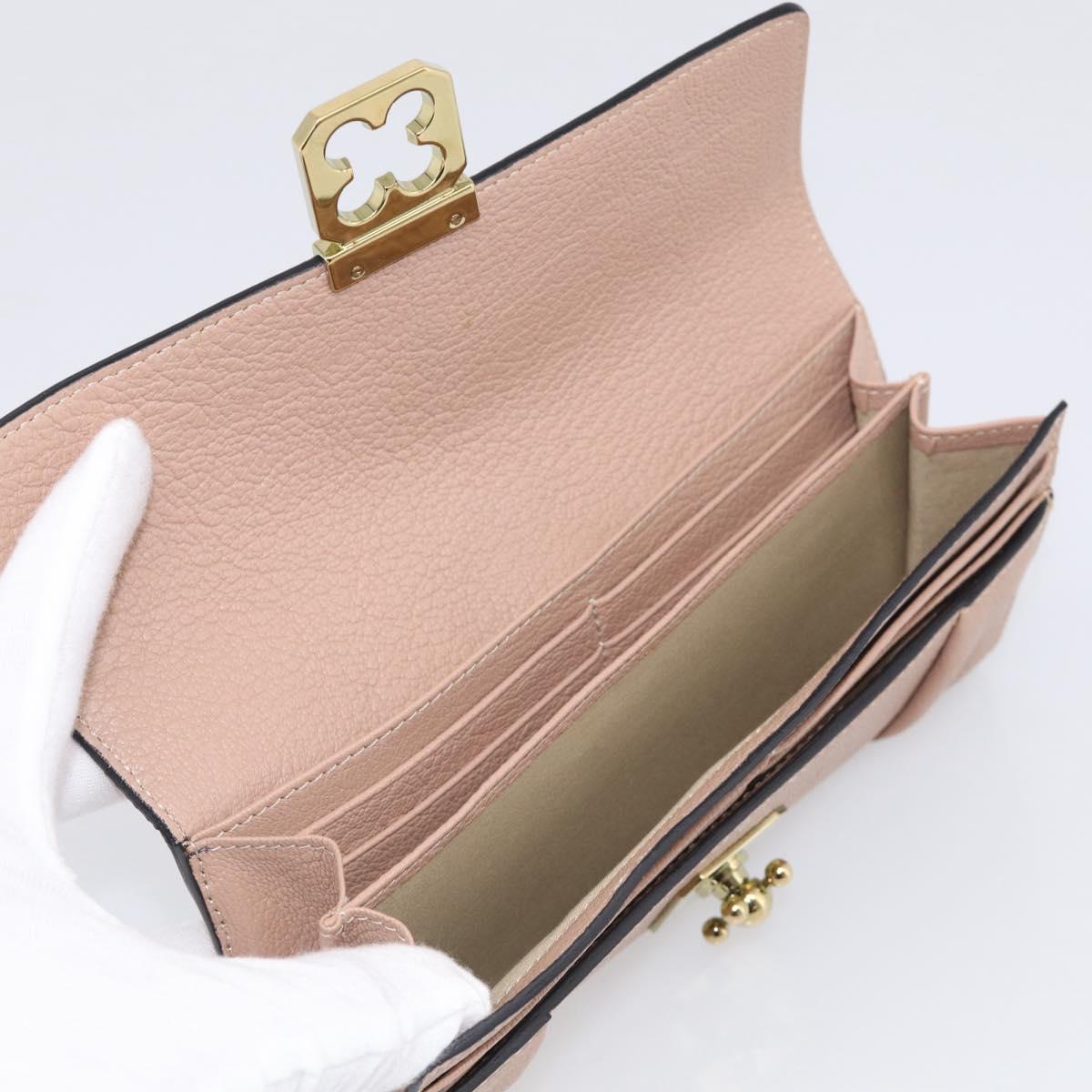 Chloe Elsie Long Wallet Leather Pink Gold Auth 215437A