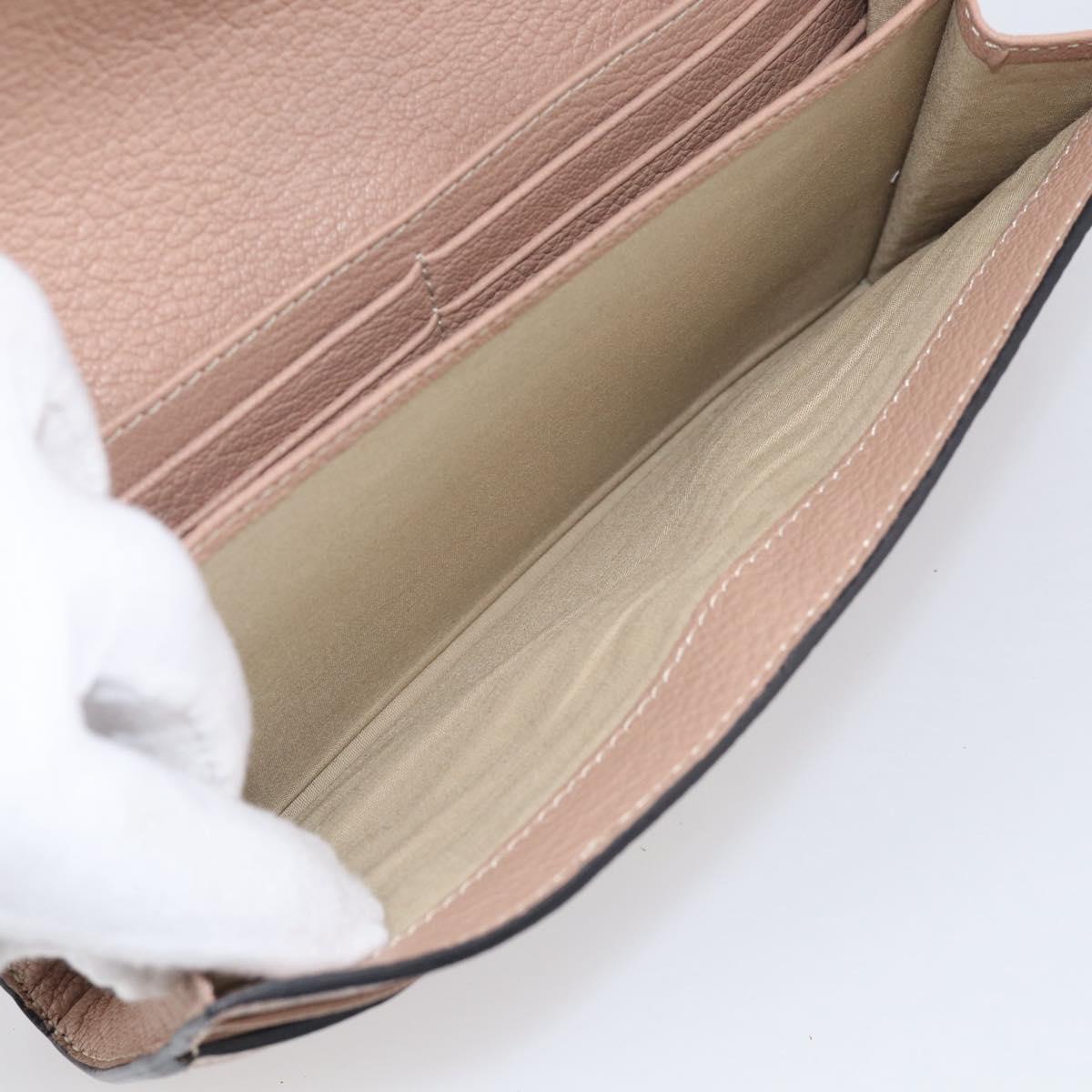 Chloe Elsie Long Wallet Leather Pink Gold Auth 215437A