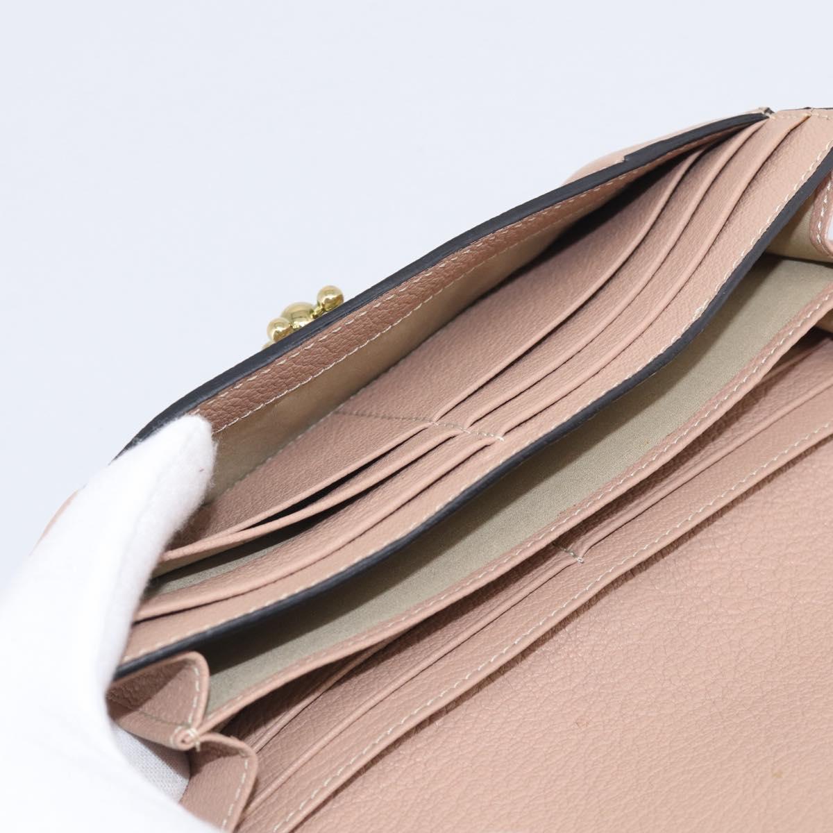 Chloe Elsie Long Wallet Leather Pink Gold Auth 215437A