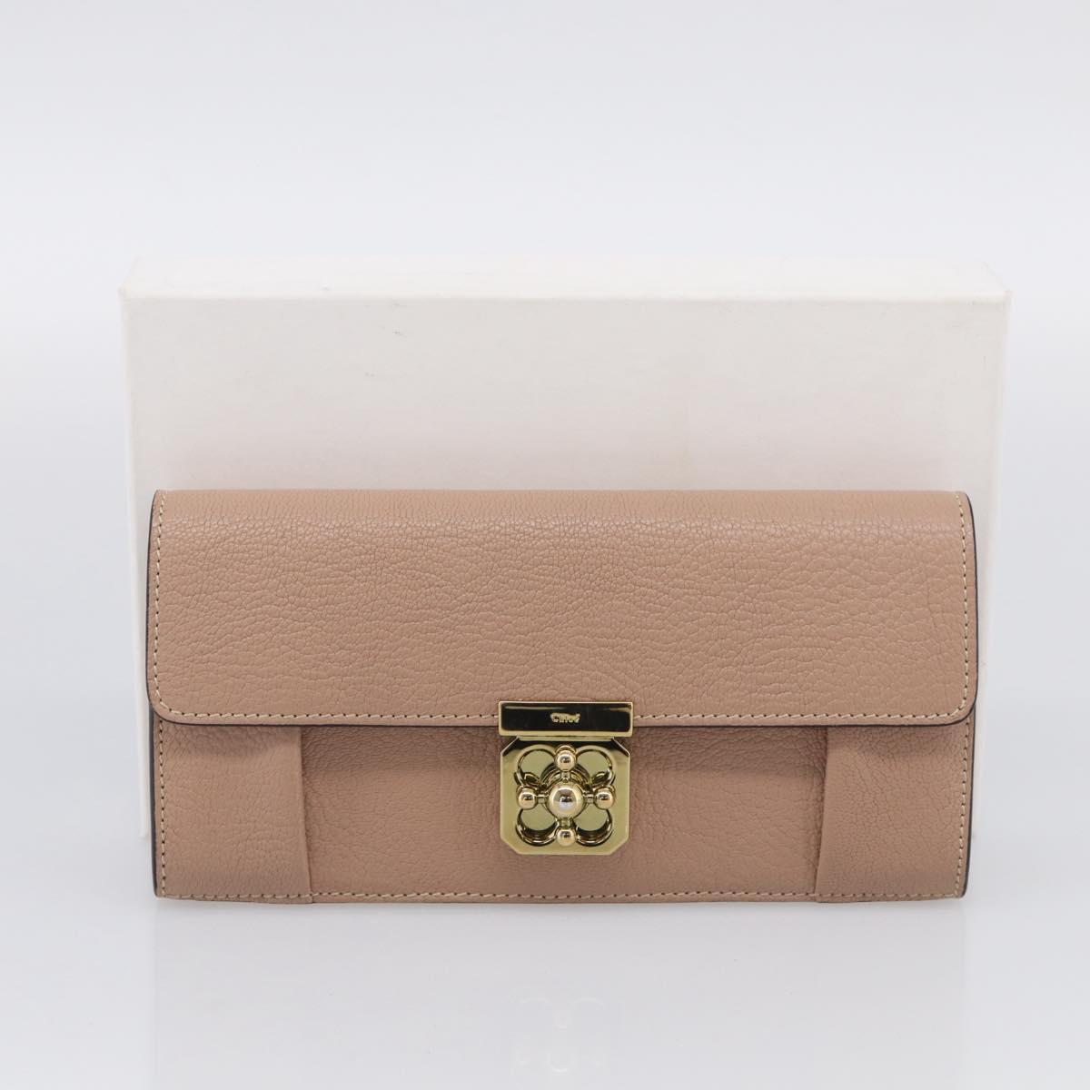 Chloe Elsie Long Wallet Leather Pink Gold Auth 215437A