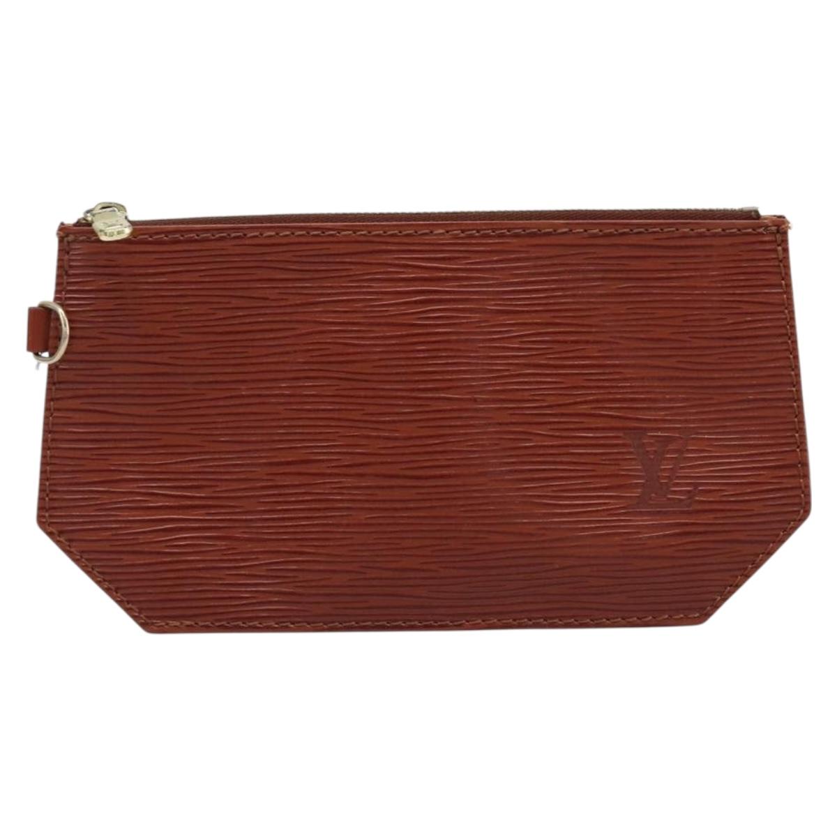 LOUIS VUITTON Epi Pouch 2 Set Black Brown LV Auth 215438