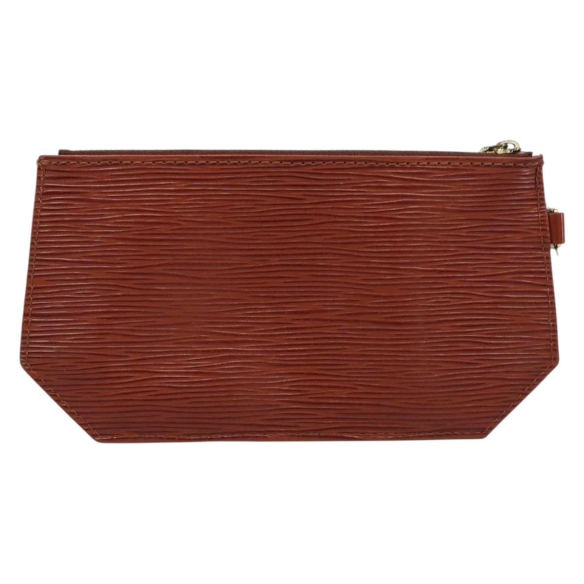 LOUIS VUITTON Epi Pouch 2 Set Black Brown LV Auth 215438