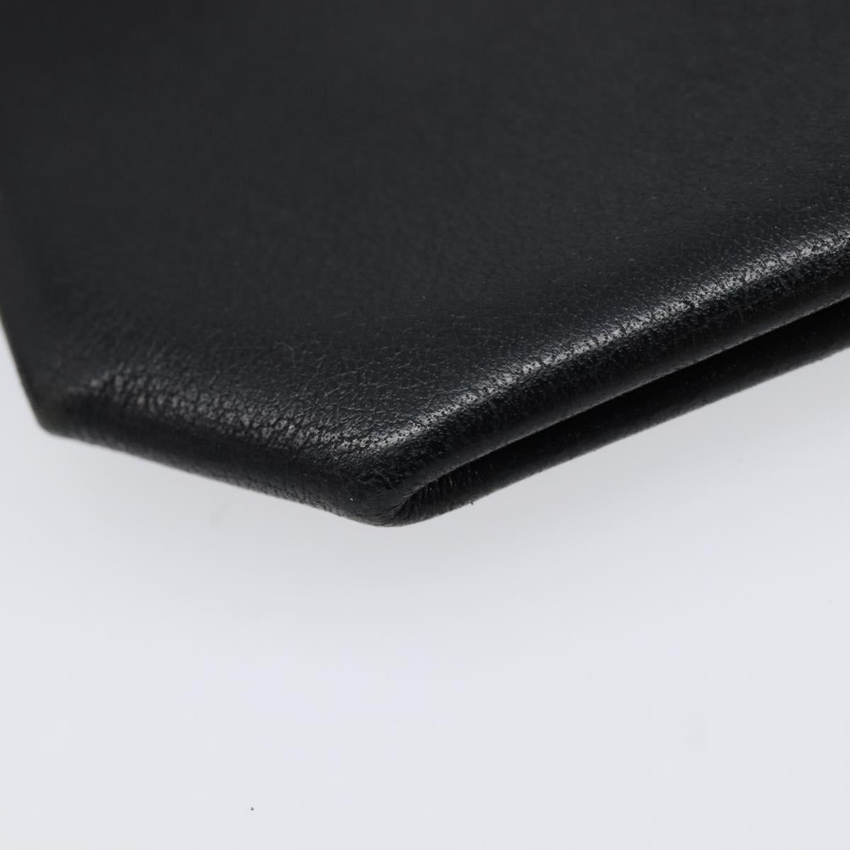 HERMES Revan Cattle Coin Purse Leather Black Silver Auth 215443A