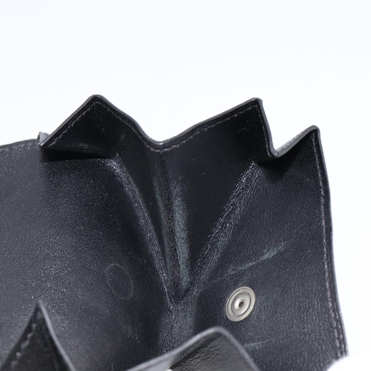 HERMES Revan Cattle Coin Purse Leather Black Silver Auth 215443A