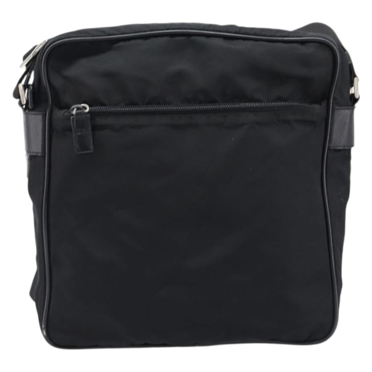 PRADA Shoulder Bag Nylon Black Silver Auth 215517A
