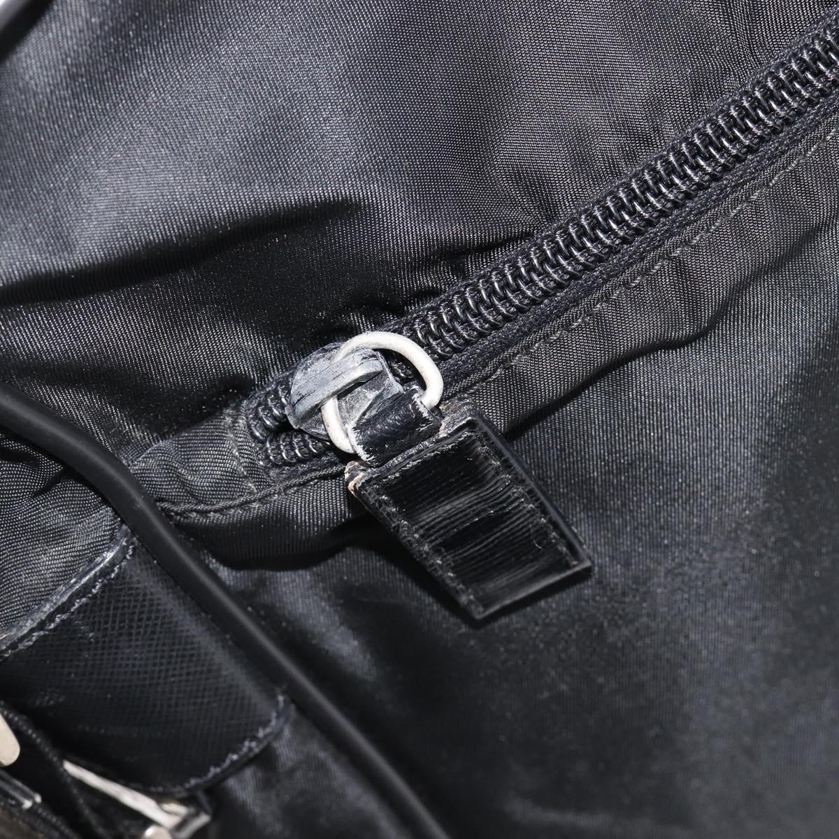 PRADA Shoulder Bag Nylon Black Silver Auth 215517A
