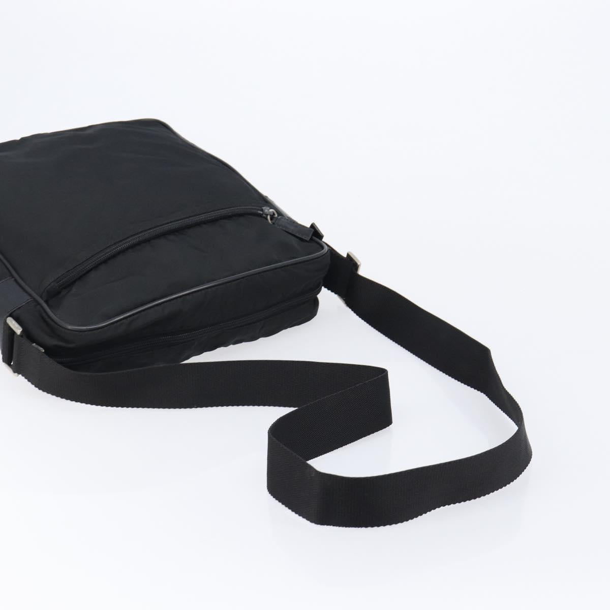 PRADA Shoulder Bag Nylon Black Silver Auth 215517A