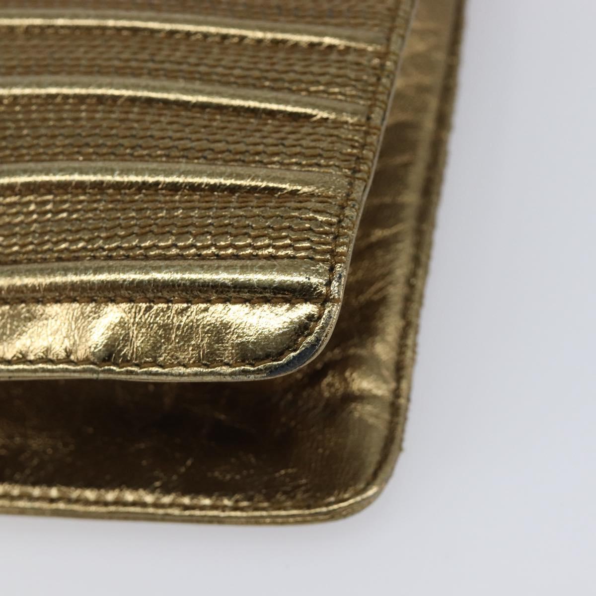 LOEWE Clutch Bag Leather Gold Auth 215518