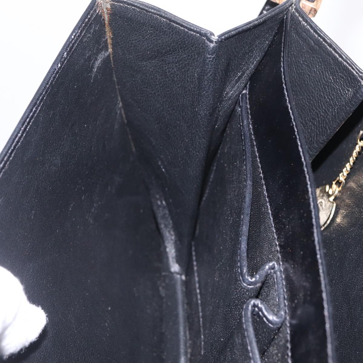 CELINE Macadam Shoulder Bag Leather Black Gold Auth 215522