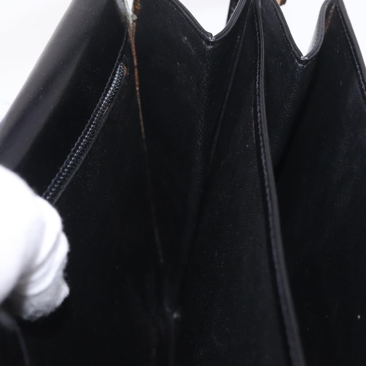 CELINE Macadam Shoulder Bag Leather Black Gold Auth 215522