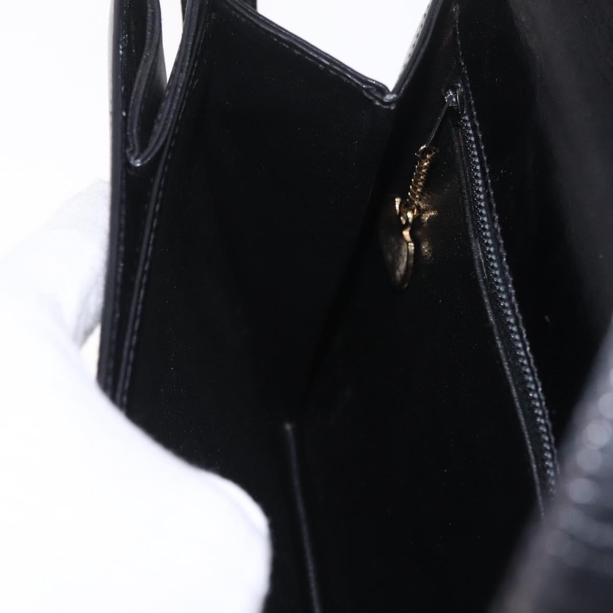 CELINE Macadam Shoulder Bag Leather Black Gold Auth 215522