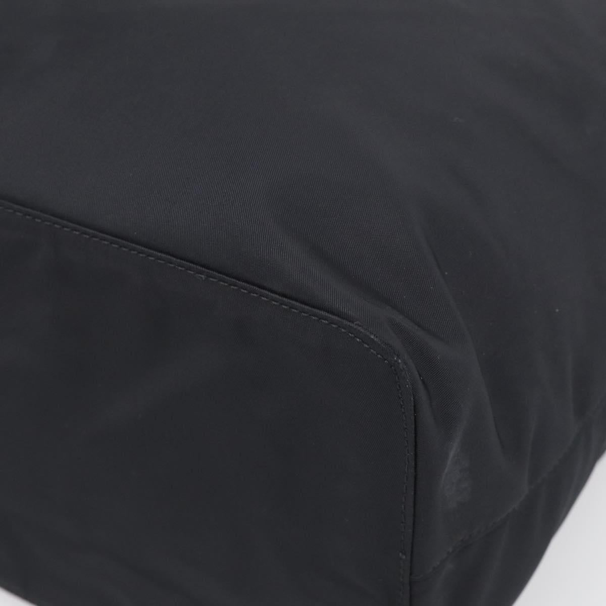 PRADA Hand Bag Nylon Black Silver Auth 215523