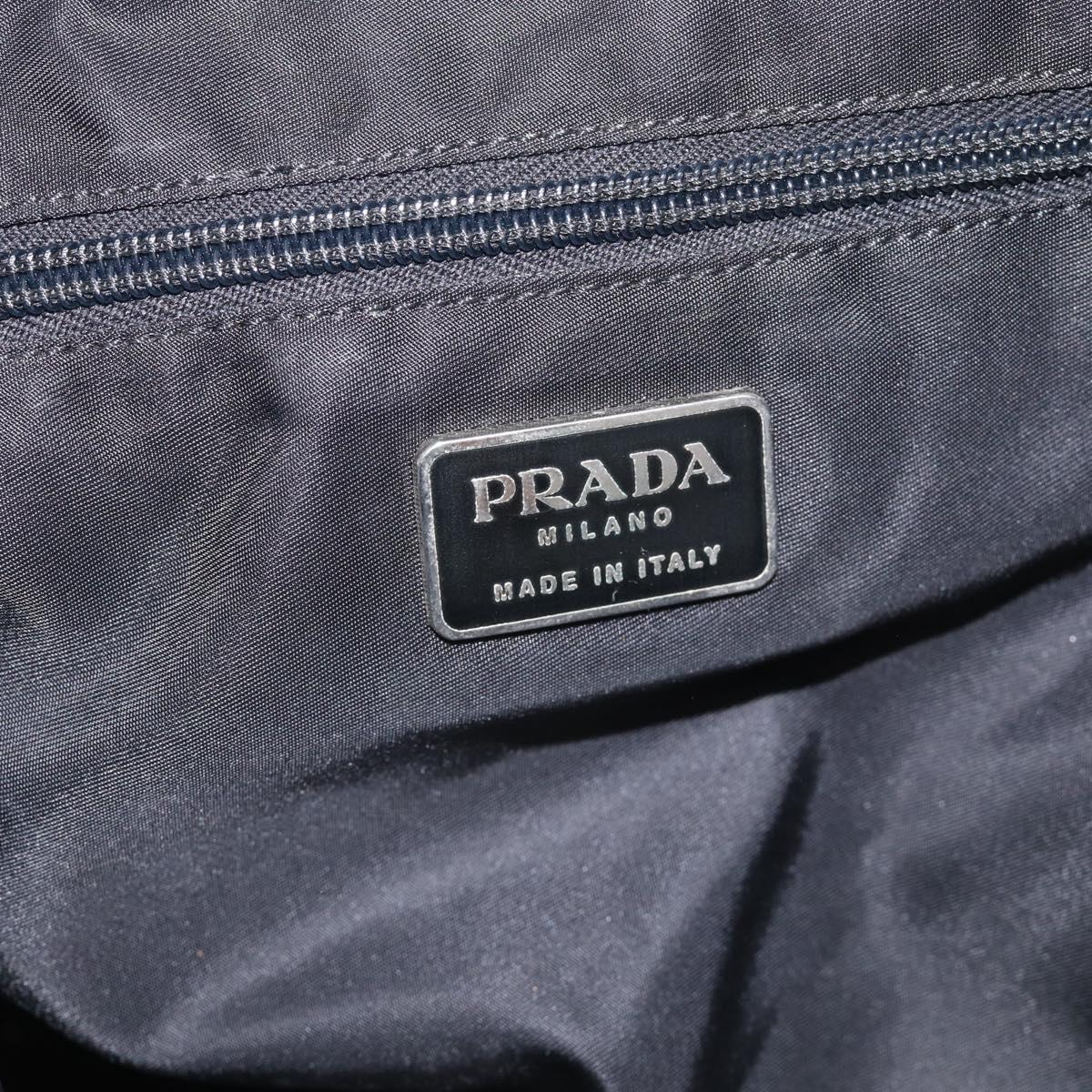 PRADA Hand Bag Nylon Black Silver Auth 215523