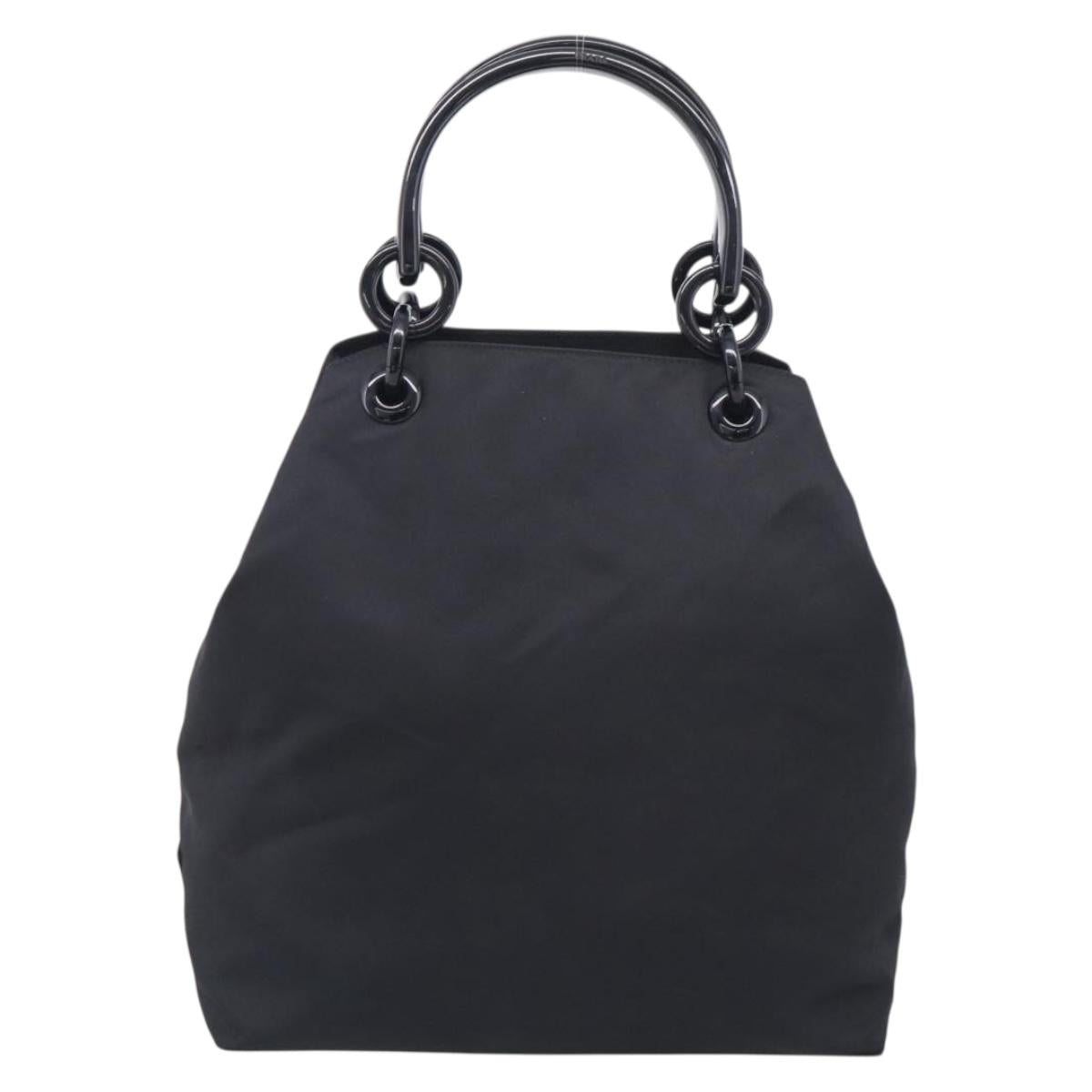 PRADA Hand Bag Nylon Black Silver Auth 215523