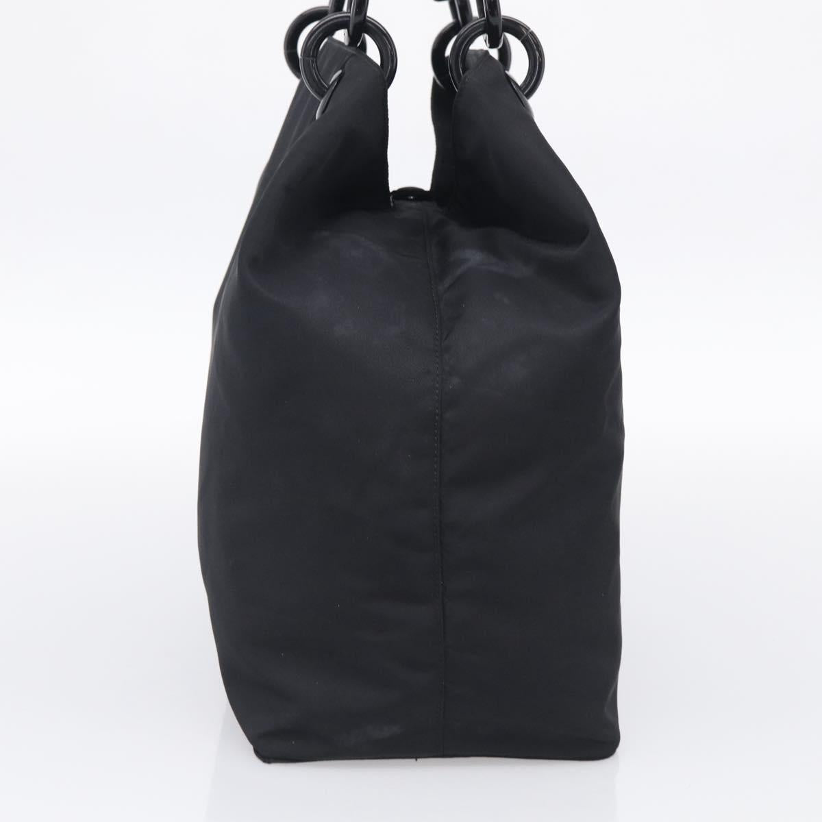 PRADA Hand Bag Nylon Black Silver Auth 215523