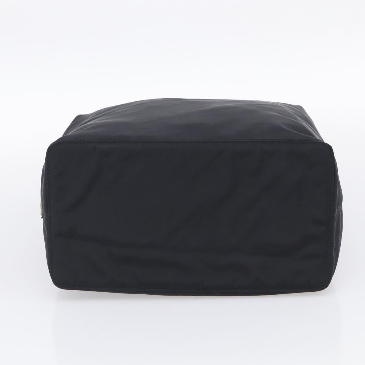 PRADA Hand Bag Nylon Black Silver Auth 215523