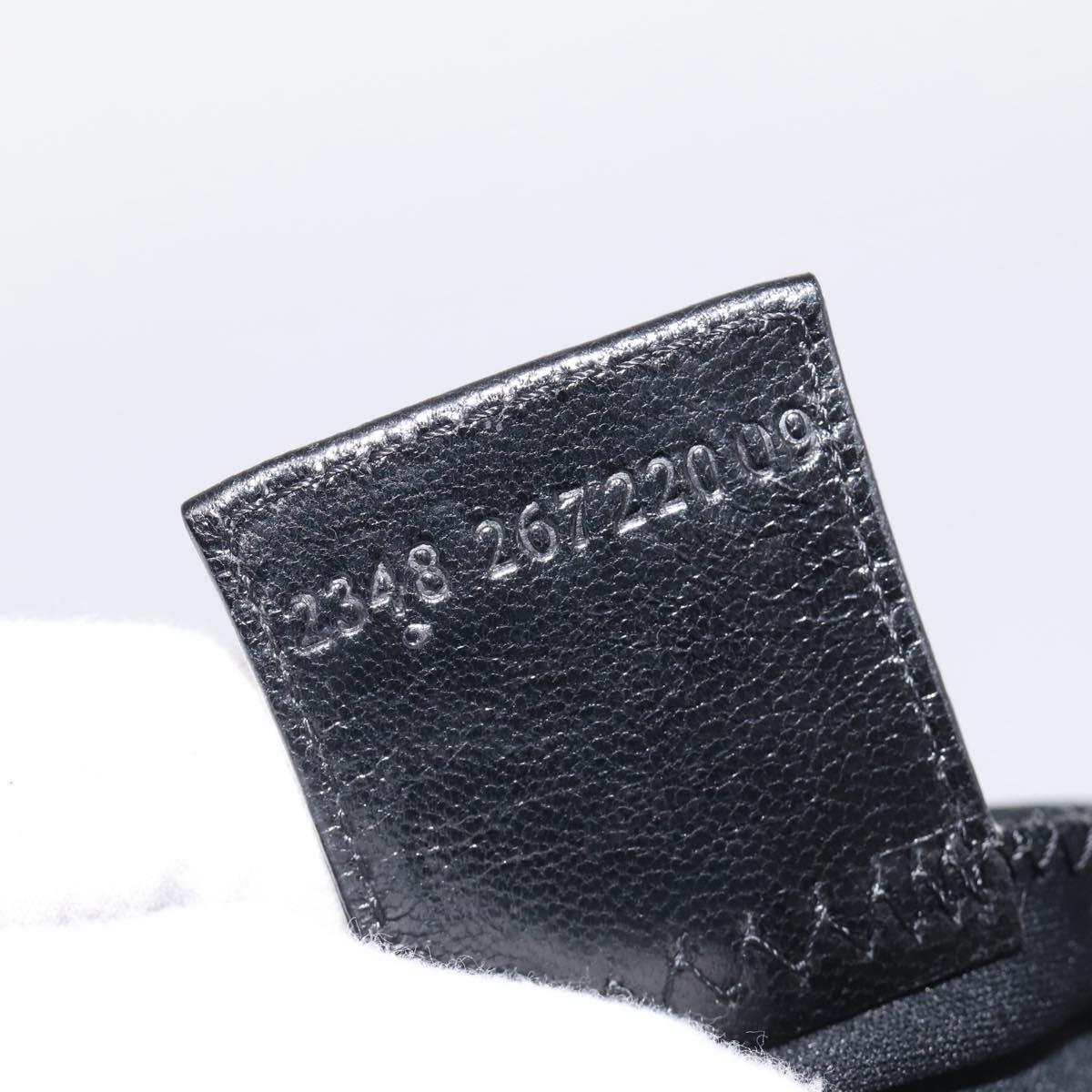 FENDI Mamma Baguette Shoulder Bag Cotton Jersey Black Silver Auth 215532