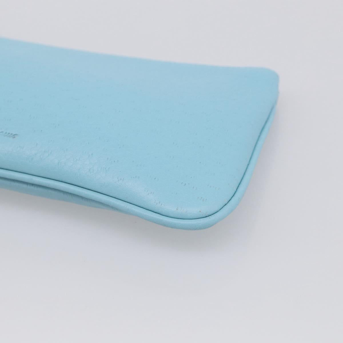 Salvatore Ferragamo Gancini Accessory Pouch Leather Light Blue Gold Auth 215537A