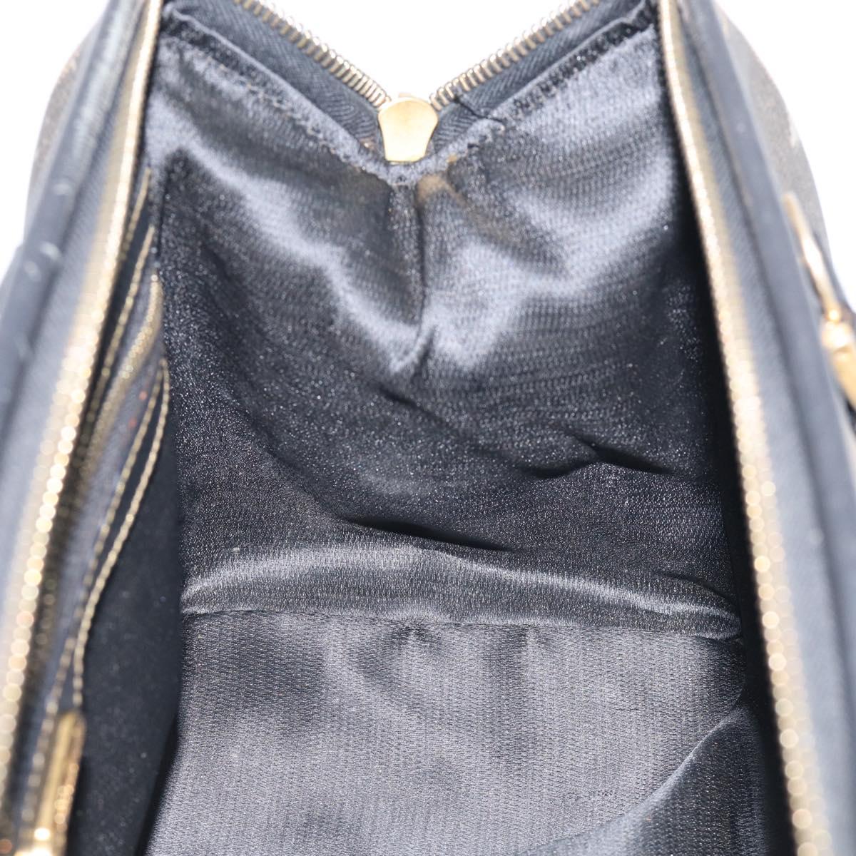 FENDI Pequin Canvas Boston Bag PVC Black Brown Auth 215539