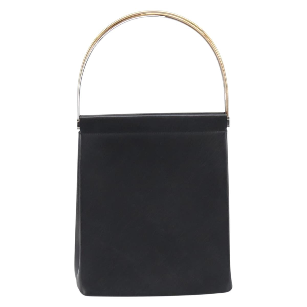 Cartier Trinity Hand Bag Leather Black Gold Silver Auth 215540V