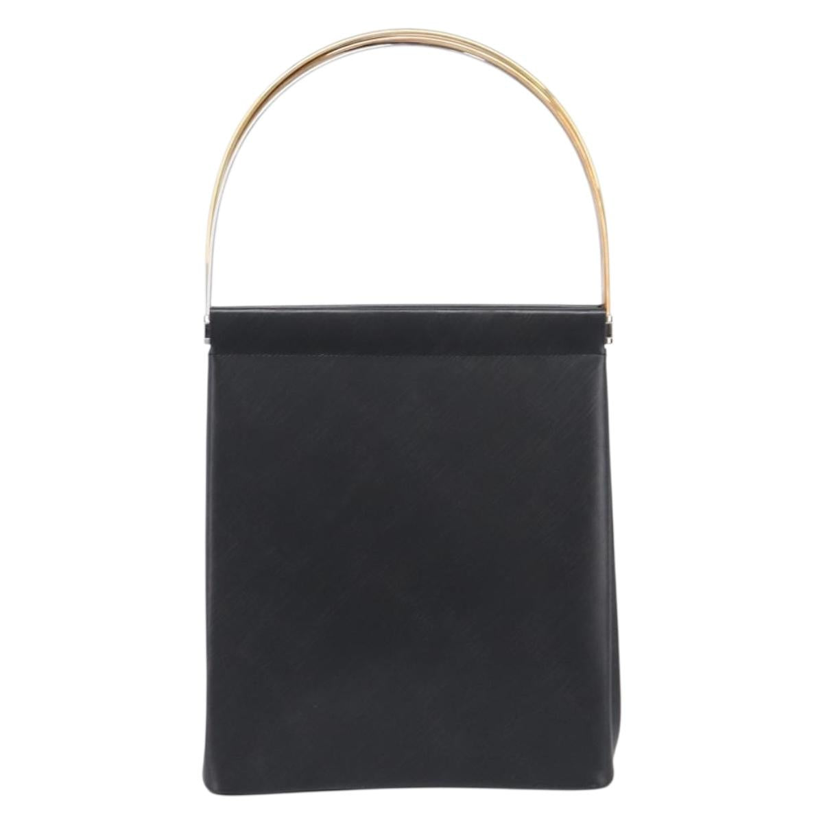 Cartier Trinity Hand Bag Leather Black Gold Silver Auth 215540V