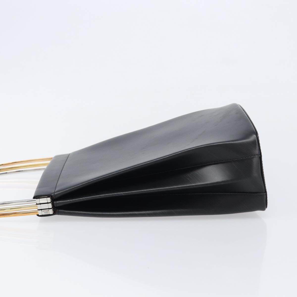 Cartier Trinity Hand Bag Leather Black Gold Silver Auth 215540V