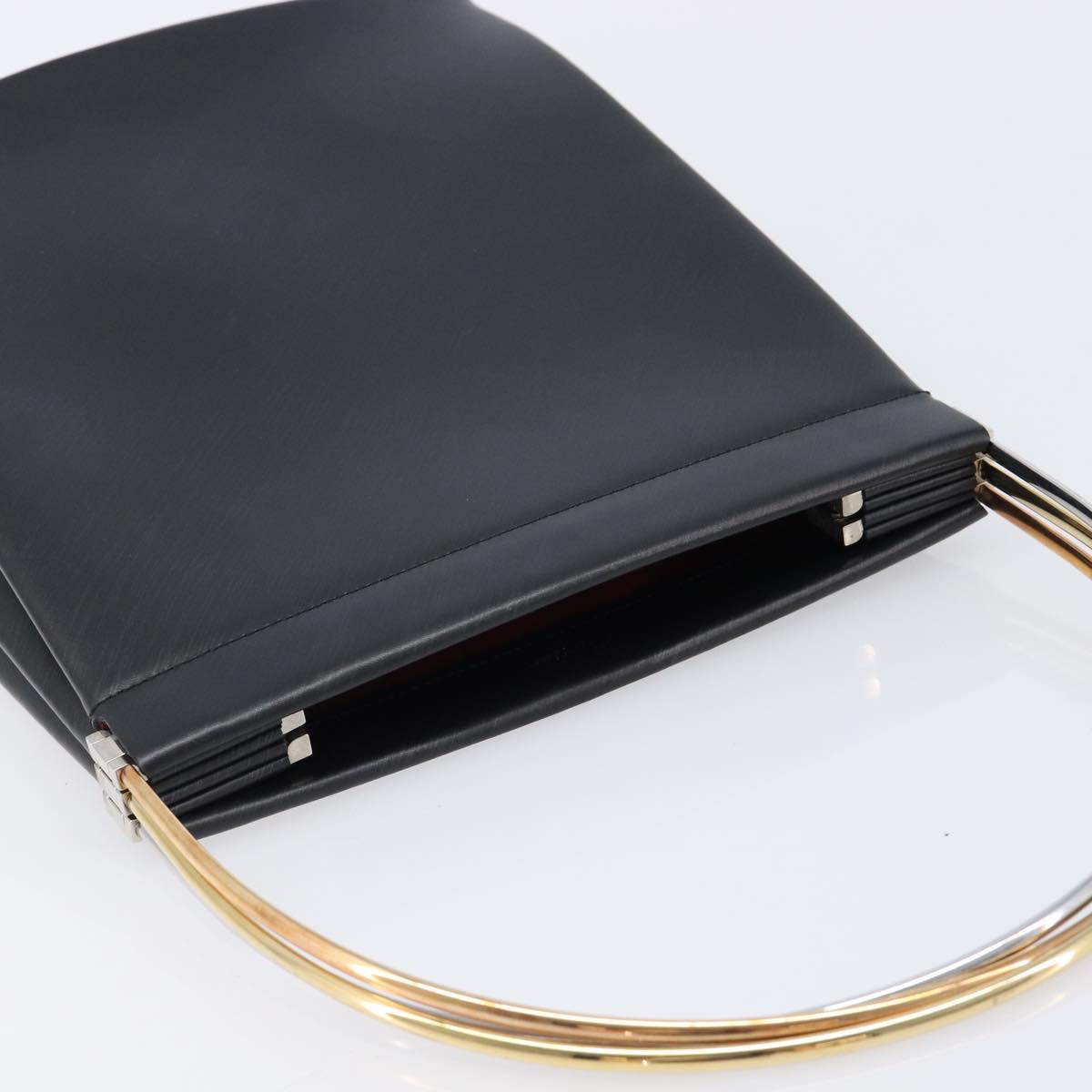 Cartier Trinity Hand Bag Leather Black Gold Silver Auth 215540V
