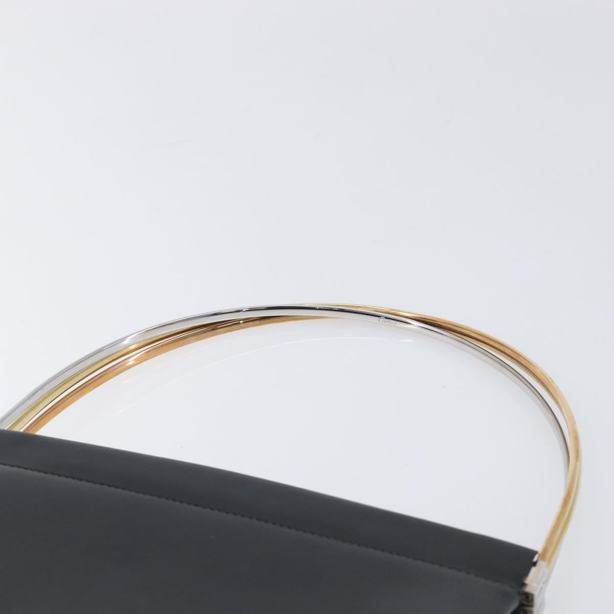 Cartier Trinity Hand Bag Leather Black Gold Silver Auth 215540V
