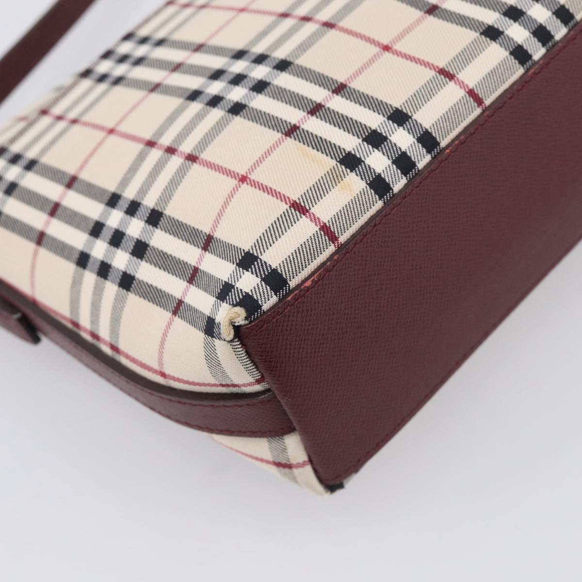 BURBERRY Nova Check Shoulder Bag Canvas Beige Gold Auth 215541