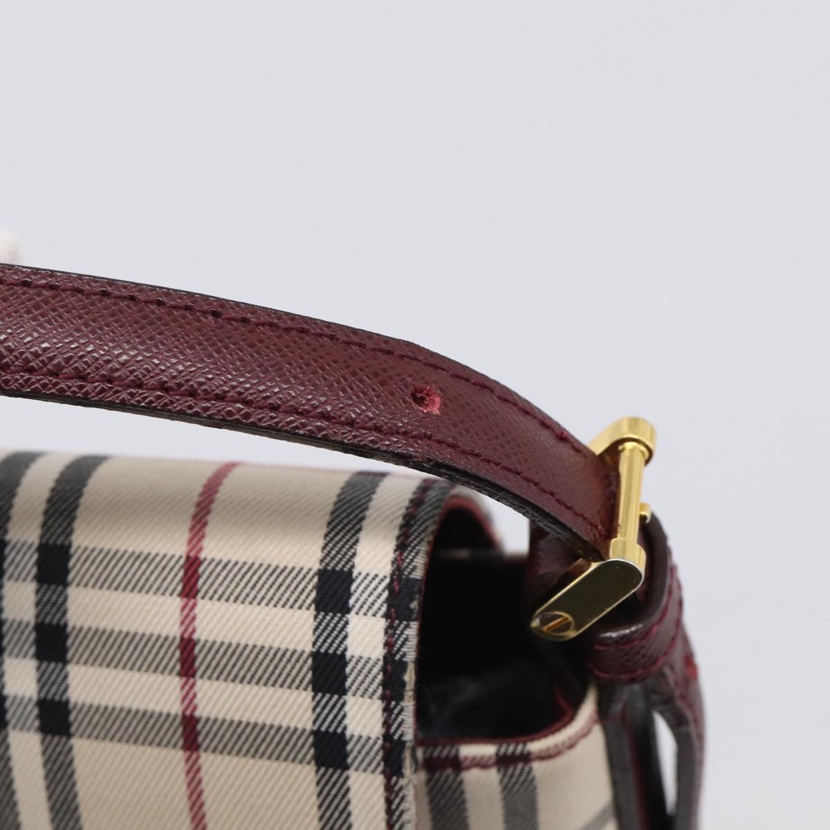 BURBERRY Nova Check Shoulder Bag Canvas Beige Gold Auth 215541