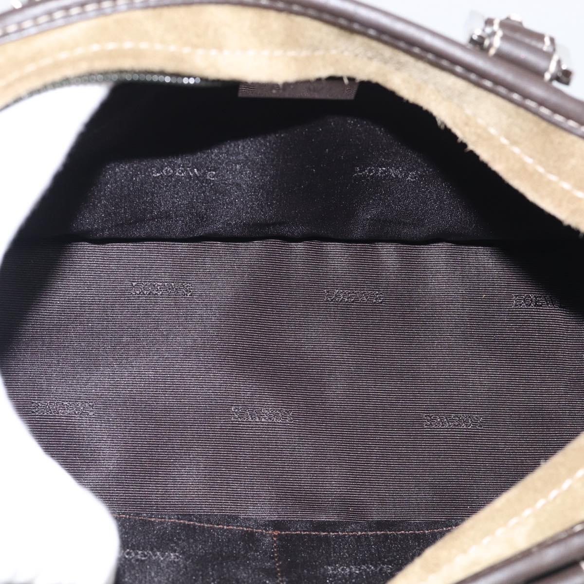 LOEWE Amazonas Hand Bag Suede Beige Silver Auth 215542V